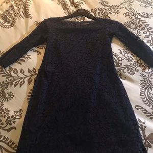 Vince Camuto Size 2 Navy Lace Long-sleeve dress.